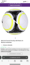 Bola de Futsal Penalty 500 Matis IX - Branco+Amare