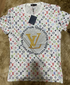 Camiseta Lv predaria branca logo lv ca 36929