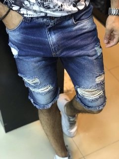 Bermuda jean com elastano metal carbono