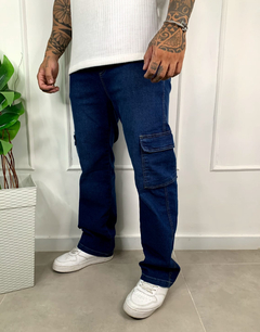 CALÇA CARGO MASCULINA COM BOLSO AZUL MARINHO - comprar online