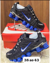 TENIS NIKE SHOX 12 MOLAS IMPORTADO VIETNAM PRETO AZUL E PRATA