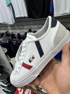 Tênis Lacoste Sideline Leather Branco e azul - comprar online