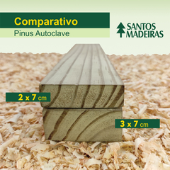 Ripa de Pinus Tratado (Autoclave) Com Nó 3 x 7 x 300 cm - Santos Madeiras