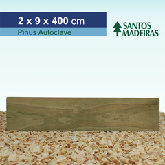 Tábua de Pinus Tratado (Autoclave) Com Nó 2 x 9 x 400 cm - Santos Madeiras