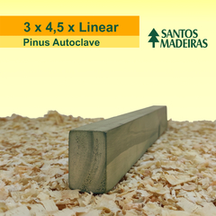 Ripa de Pinus Tratado (Autoclave) Com Nó 3 x 4,5 x 300 cm - Santos Madeiras