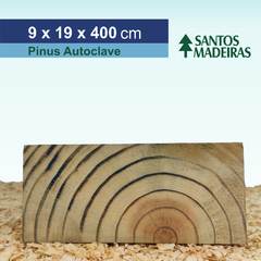 Viga de Pinus Tratado (Autoclave) Com Nó 9 x 19 x 400 cm - Santos Madeiras