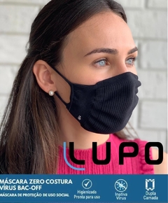 Kit 2 Máscaras Zero Costura Antibacteriana Lupo Cor Preta
