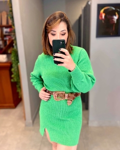 VESTIDO TRICOT COM FENDA PAOLA VERDE na internet