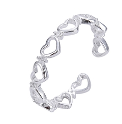 ANILLO AJUSTABLE DE PLATA LINEA DE CORAZONES regalo para mujer, adolescente y niña, hecho en Italia lo