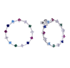 AROS DE PLATA 925 Y CIRCONES CIRCLE RAINBOW 1000