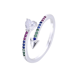 ANILLO AJUSTABLE FLECHA DE COLORES DE PLATA 925, regalo para mujer, adolescente y niña, hecho en Italia