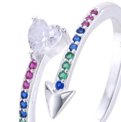 ANILLO AJUSTABLE FLECHA DE COLORES DE PLATA 925, regalo para mujer, adolescente y niña, hecho en Italia - comprar online