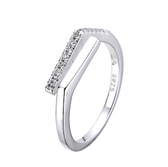 ANILLO AJUSTABLE DE PLATA CON LINEA DE ZC BIANCA 1000 regalo para mujer, adolescente y niña, hecho en Italia