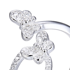 ANILLO AJUSTABLE DE PLATA CON 2 MARIPOSAS regalo para mujer, adolescente y niña, hecho en Italia - comprar online