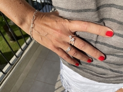 ANILLO AJUSTABLE DE PLATA TRIPLE 1000 CON CIRCONES para mujer, adolescente y niña, hecho en Italia - Divinas Tentaciones Joyas