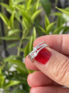 ANILLO AJUSTABLE DE PLATA TRIPLE 1000 CON CIRCONES para mujer, adolescente y niña, hecho en Italia en internet