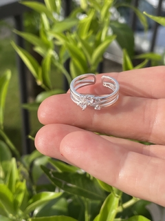 Imagen de ANILLO AJUSTABLE DE PLATA TRIPLE 1000 CON CIRCONES para mujer, adolescente y niña, hecho en Italia