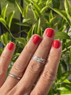 ANILLO AJUSTABLE DE PLATA TRIPLE 1000 CON CIRCONES para mujer, adolescente y niña, hecho en Italia - comprar online