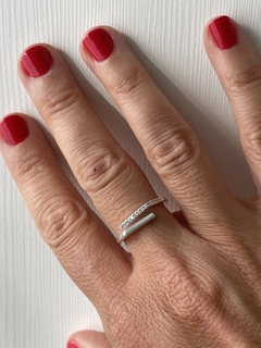 ANILLO AJUSTABLE DE PLATA CON LINEA DE ZC BIANCA 1000 regalo para mujer, adolescente y niña, hecho en Italia en internet