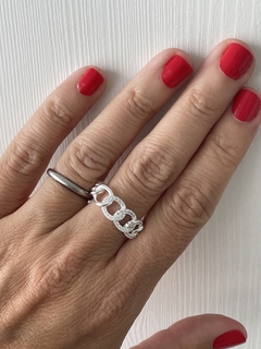 ANILLO AJUSTABLE DE PLATA CON ZC ADOQUIN 1010 regalo para mujer, adolescente y niña, hecho en Italia