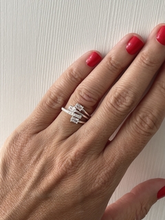 ANILLO AJUSTABLE DE PLATA CON BAGUETTES Y ZC TRIPLE 1010 regalo para mujer, adolescente y niña, hecho en Italia en internet