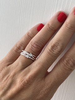 ANILLO AJUSTABLE DE PLATA TRIPLE 1000 CON CIRCONES para mujer, adolescente y niña, hecho en Italia - comprar online