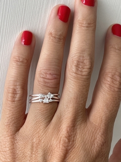 ANILLO AJUSTABLE DE PLATA TRIPLE 1000 CON CIRCONES para mujer, adolescente y niña, hecho en Italia en internet