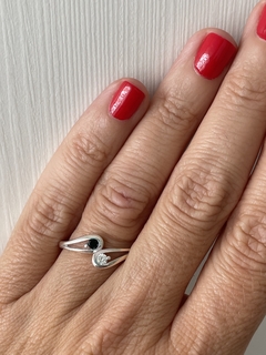 ANILLO AJUSTABLE DE PLATA YING YAN EN ZC regalo para mujer, adolescente y niña, hecho en Italia