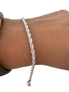 PULSERA DE ACERO BLANCO TORZADA TUBELIA 1000 - comprar online