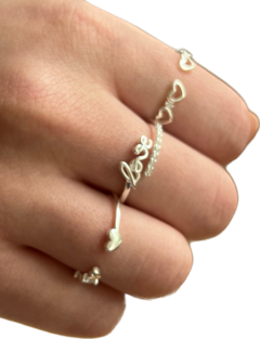 ANILLO AJUSTABLE DE PLATA CON MINI CORAZONES Y CIRCONES LOVE 1040 regalo para mujer, adolescente y niña, hecho en Italia en internet