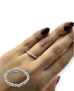 ANILLO DE PLATA ELASTIZADO BOLITAS LAURENCIA 1200 - Divinas Tentaciones Joyas