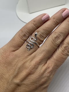 ANILLO AJUSTABLE DE PLATA SNAKE regalo para mujer, adolescente y niña, hecho en Italia - tienda online