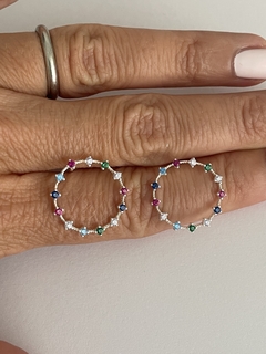 AROS DE PLATA 925 Y CIRCONES CIRCLE RAINBOW 1000 en internet