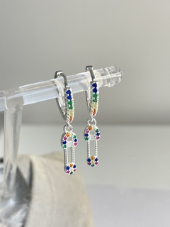 AROS DE PLATA 925 Y CIRCONES RAINBOW ZIP 1000 - Divinas Tentaciones Joyas