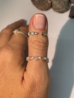 ANILLO AJUSTABLE DE PLATA CON MINI CORAZONES Y CIRCONES LOVE 1040 regalo para mujer, adolescente y niña, hecho en Italia - tienda online