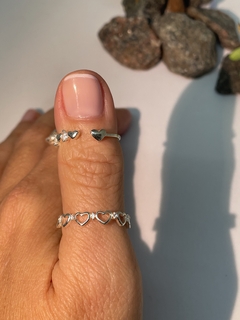 ANILLO AJUSTABLE DE PLATA LINEA DE CORAZONES regalo para mujer, adolescente y niña, hecho en Italia lo - tienda online