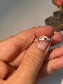 Imagen de ANILLO AJUSTABLE DE PLATA CON MINI CORAZONES Y CIRCONES LOVE 1040 regalo para mujer, adolescente y niña, hecho en Italia