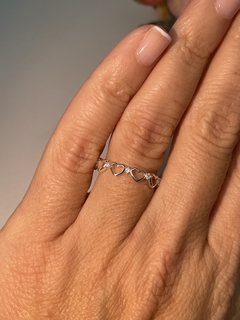 Imagen de ANILLO AJUSTABLE DE PLATA LINEA DE CORAZONES regalo para mujer, adolescente y niña, hecho en Italia lo