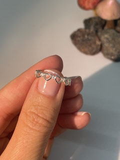 ANILLO AJUSTABLE DE PLATA LINEA DE CORAZONES regalo para mujer, adolescente y niña, hecho en Italia lo