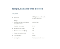 Tampa Filtro Óleo Motor Mercedes 1121800110 / 1121800510 / 1121800610 / 1121800710 / 112 180 01 10 / 112 180 05 10 Original Oem na internet