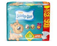 FRALDA DESCARTAVEL BABY SCOOBY DOO HYPER 1 PACOTE TAMANHO G COM 62UN