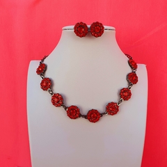 Conjunto colar com brinco | 1201 4 | Vermelho