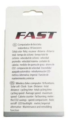 Ciclo Computadora Bicicleta Fast Inalámbrica Y Solar 18f - comprar online