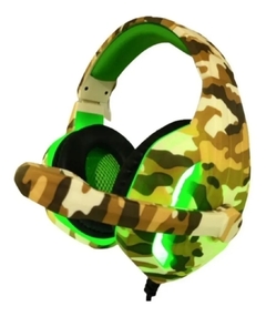 Fone De Ouvido Headset Gamer Led Verde Px-5 Camuflado