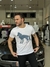 Camiseta Acostamento Casual Lobo Mini Letras Emborrachado Masculino - loja online