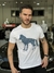 Camiseta Acostamento Casual Lobo Mini Letras Emborrachado Masculino - comprar online