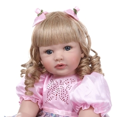 Boneca Reborn Bebê Realista Loira Cabelos Cacheados 60cm REF 1004 - loja online