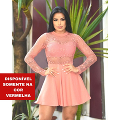 Vestido Macaquinho Short Saia Com Bojo Rodado Rendado Mangas com Renda Moda Princesa REF 65 - comprar online