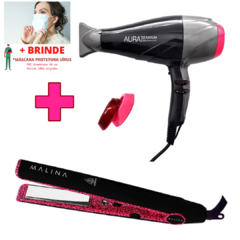 Kit Secador De Cabelo 110v- 2300w + Prancha Malina Leopard