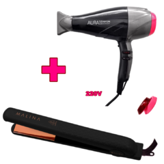 Kit Secador Cabelo 2300w-220v+ Prancha Malina Black Titanium na internet